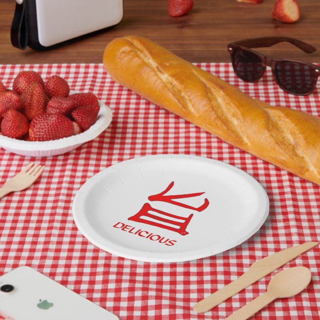Plato De Papel Placas de papel rojo Kanji Delicious (Picnic)