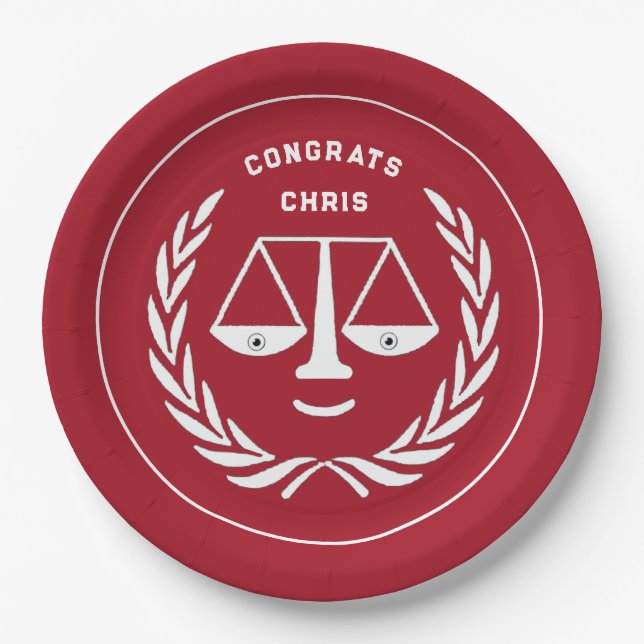 Plato De Papel Placas de papel rojo para graduación de la Faculta (Anverso)