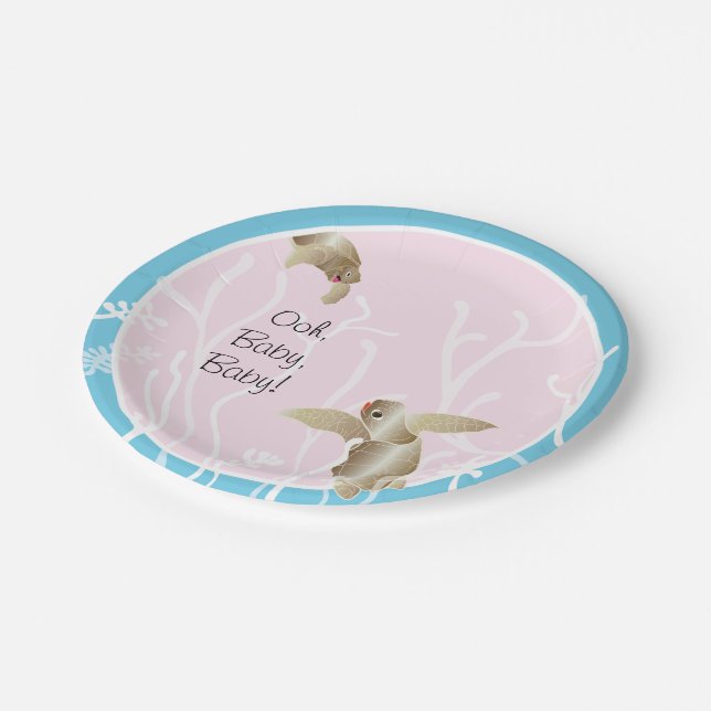 Plato De Papel Placas de papel "Rosa azul tortuga" (Angular)