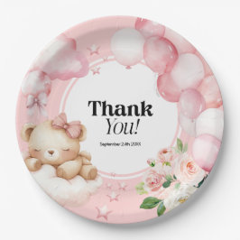 Plato De Papel Placas de papel rosa Baby Shower