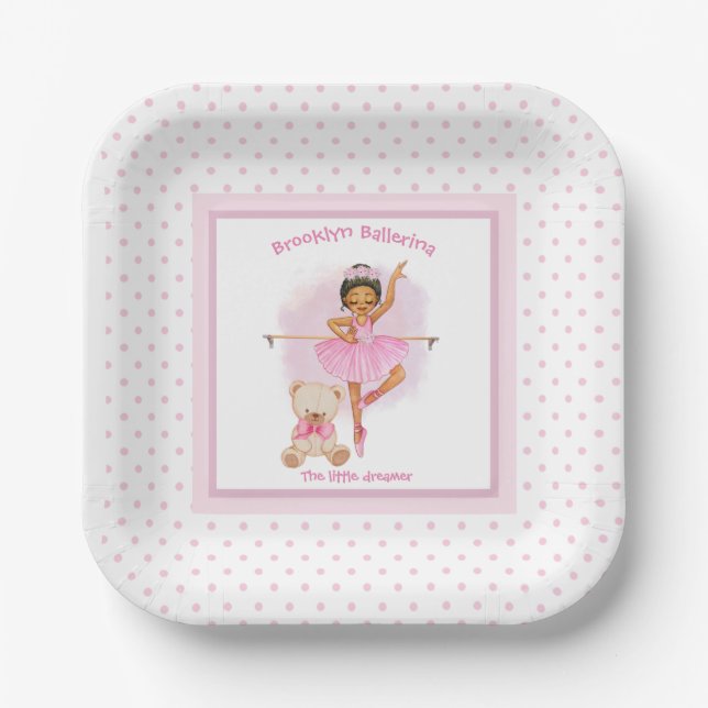 Plato De Papel Placas de papel rosa Ballerina Baby (Anverso)