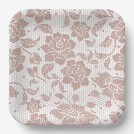 Plato De Papel Placas de papel rosa boda de encaje