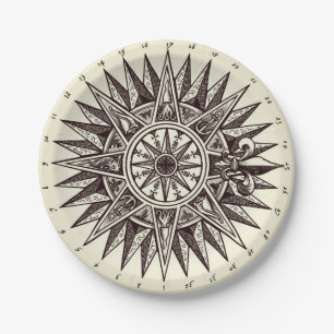 Plato De Papel Placas de papel Rosa de brújula
