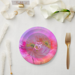 Plato De Papel Placas de papel rosa de fantasía floral