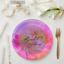 Plato De Papel Placas de papel rosa de fantasía floral