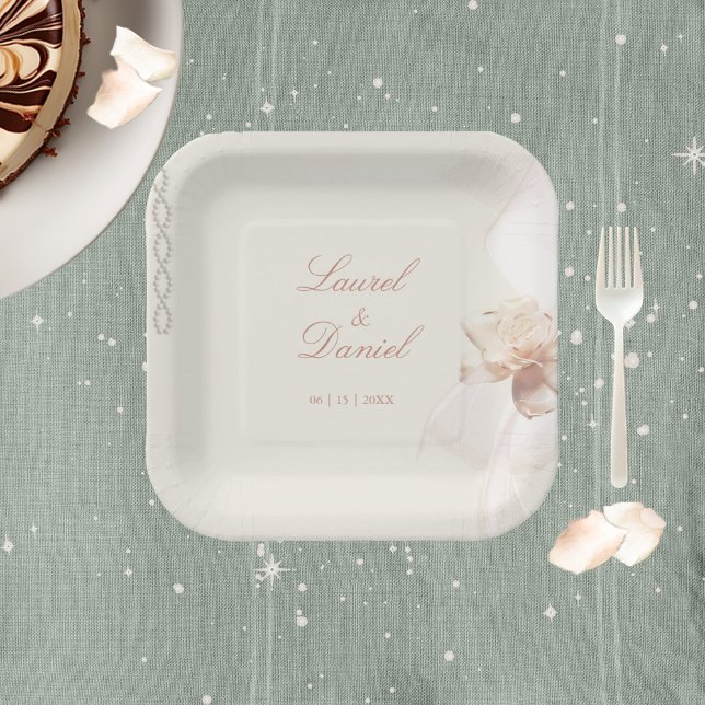Plato De Papel Placas de papel Rosa románticas (Subido por el creador)