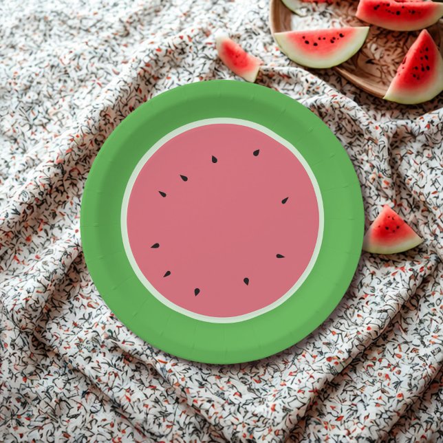Plato De Papel Placas de papel rosa y verde para la sandía (perfect way to add a pop of color and style to your summer bash!🍉)