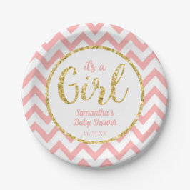 Plato De Papel Placas de papel rosadas de Baby Shower