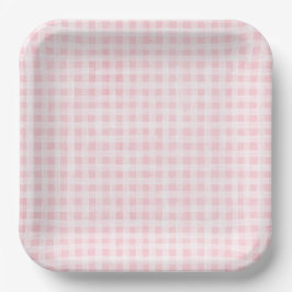 Plato De Papel Placas de papel rosadas de Gingham