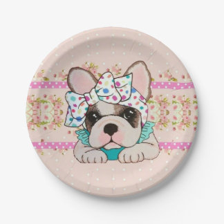 Plato De Papel Placas de papel rosadas del bulldog francés