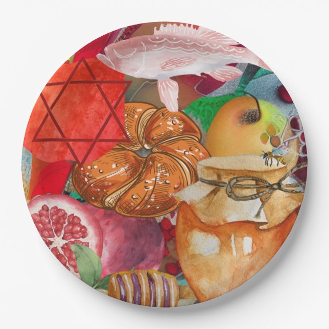Plato De Papel Placas de papel Rosh Hashanah (Anverso)