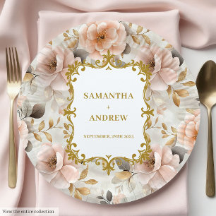 Plato De Papel Placas de papel Rubor Gold Boda