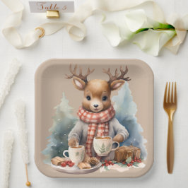 Plato De Papel Placas de papel rústico de Navidades de pintura ac