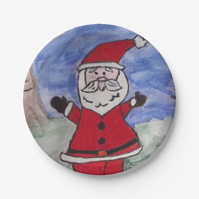 Plato De Papel Placas de papel Santa Feliz (Anverso)