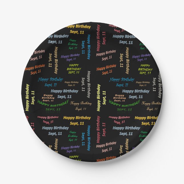 Plato De Papel Placas de papel septiembre, 11 cumpleaños (Anverso)