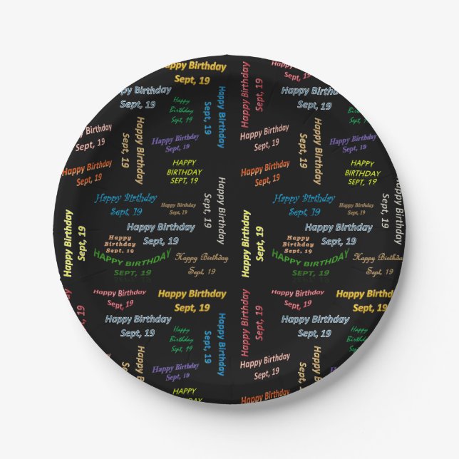 Plato De Papel Placas de papel septiembre, 19 cumpleaños (Anverso)