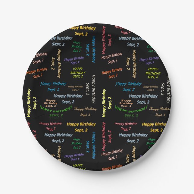 Plato De Papel Placas de papel septiembre, 2 cumpleaños (Anverso)