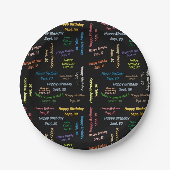 Plato De Papel Placas de papel septiembre, 30 cumpleaños (Anverso)