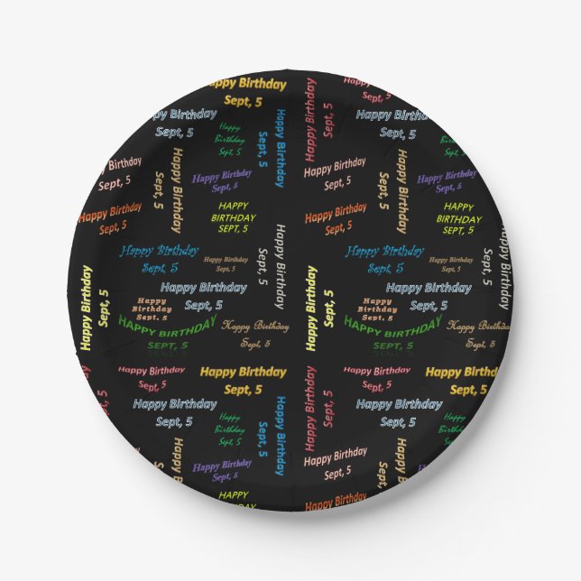 Plato De Papel Placas de papel septiembre, 5 cumpleaños (Anverso)