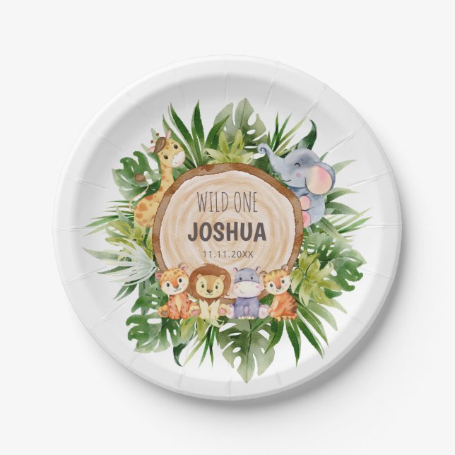 Plato De Papel Placas de papel silvestres de una jungla (Anverso)