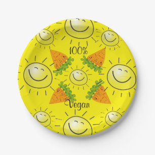 Plato De Papel Placas de papel, Sol de zanahoria 100% Amarillo Ve