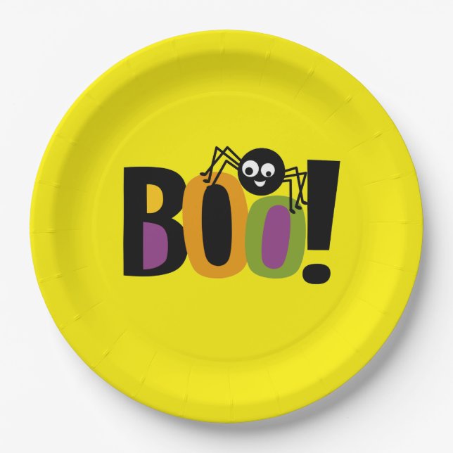 Plato De Papel Placas de papel Spider BOO Halloween (Anverso)