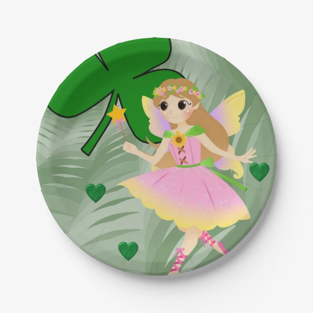 Plato De Papel Placas de papel St. Patrick's Day Fairy (Anverso)