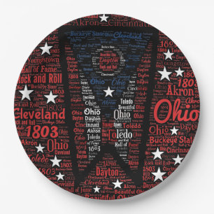 Plato De Papel Placas de papel State of Ohio Buckeyes 9"