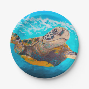 Plato De Papel Placas de papel submarinas para tortugas