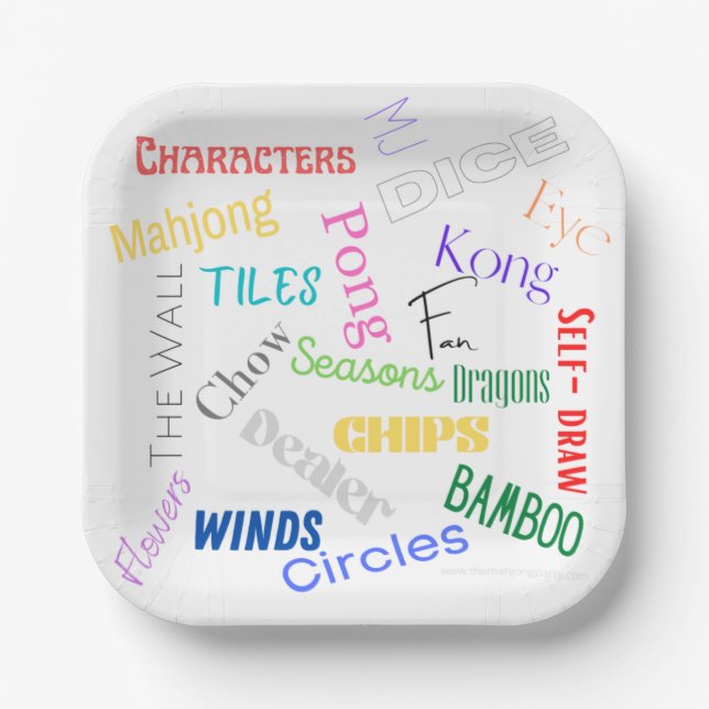 Plato De Papel Placas de papel temáticas Mahjong 7" (Anverso)