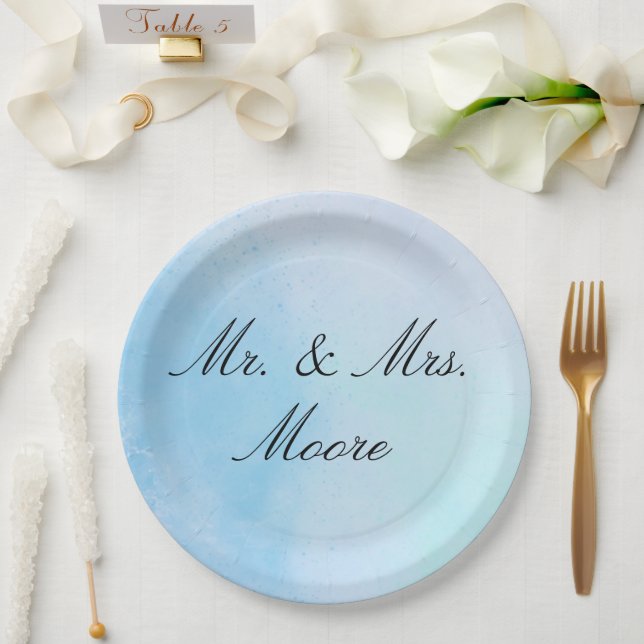 Plato De Papel Placas de papel "True Love Blue" (Boda)