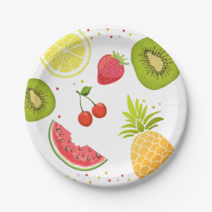Plato De Papel Placas de papel Tutti del cumpleaños del frutti d