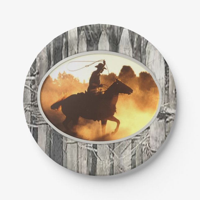 Plato De Papel Placas de papel Vaqueros (Anverso)