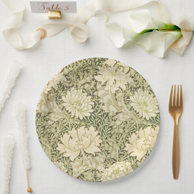 Plato De Papel Placas de papel William Morris Chrysanthemum (Boda)