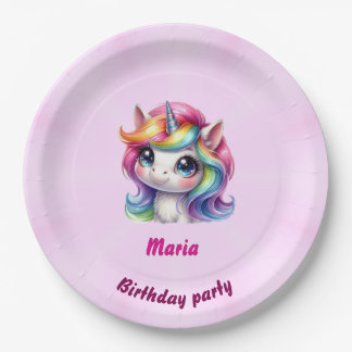 Plato De Papel Placas de papel y Fiesta adorables unicornio