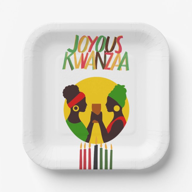 Plato De Papel Placas de papel y tazas de Kwanzaa (Anverso)