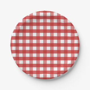 Plato De Papel Placas de picnic Cute Ladybug Plaid