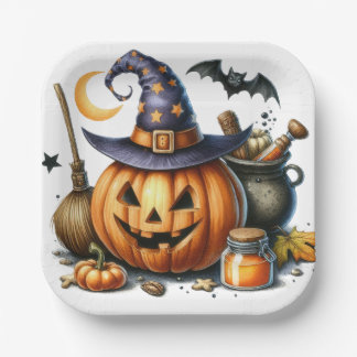 PLATO DE PAPEL PLACAS DE PUMPKIN DE HALLOWEEN
