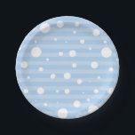 Plato De Papel Placas de puntos de polka de nieve azul y franjas<br><div class="desc">Tira un fiesta con estas placas de puntos de polka rojas y blancas.</div>