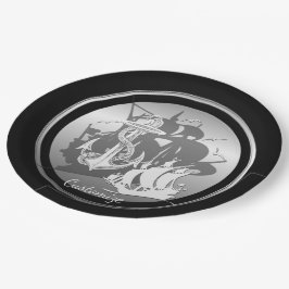 Plato De Papel Placas de silueta blanca para barcos piratas y anc
