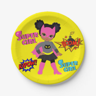 Plato De Papel Placas de superhéroes negros