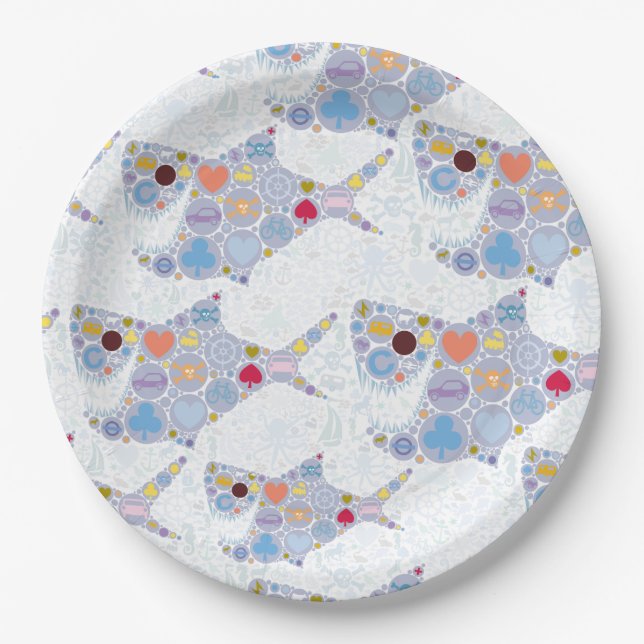 Plato De Papel Placas de tiburón (Anverso)