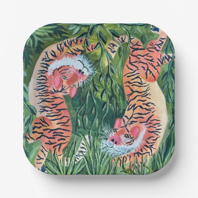 Plato De Papel Placas de tigre (Anverso)