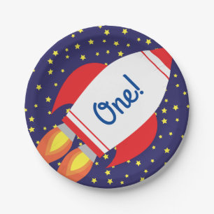 Plato De Papel Placas del cumpleaños de la nave de la estrella d