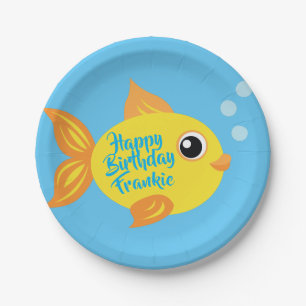 Plato De Papel Placas del cumpleaños del acuario de los pescados