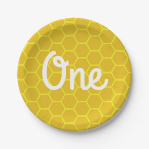 Plato De Papel Placas del cumpleaños del día de la abeja 1ras