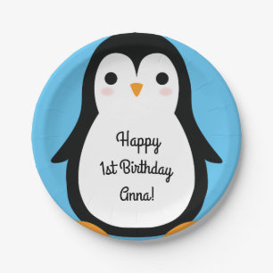 Plato De Papel Placas del cumpleaños del invierno lindo del