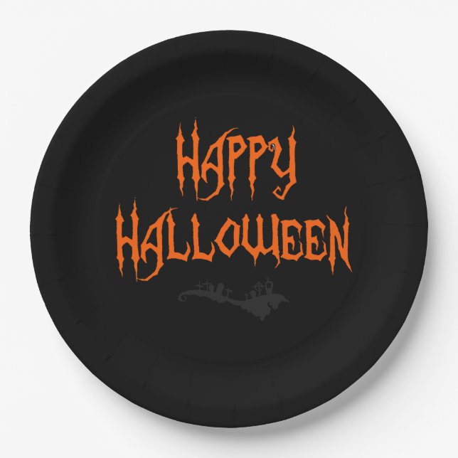 Plato De Papel Placas del feliz Halloween (Anverso)