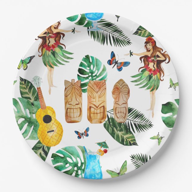 Plato De Papel Placas del fiesta de Tiki (Anverso)