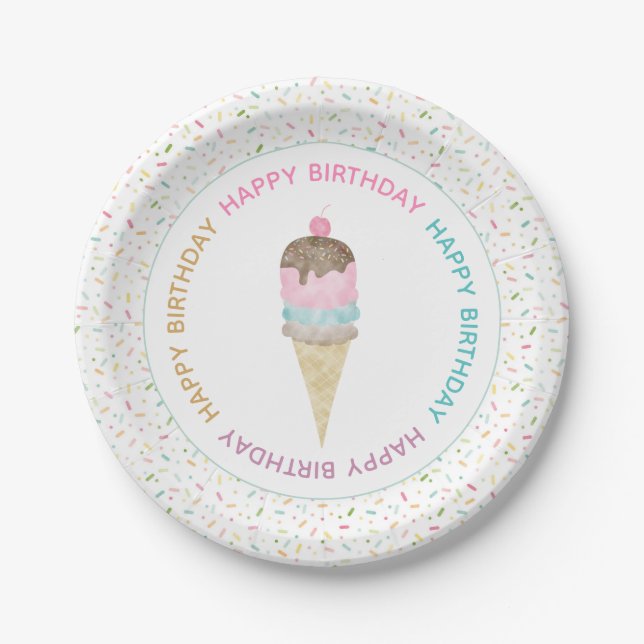 Plato De Papel Placas del fiesta del helado (Anverso)